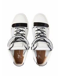 weiße und schwarze hohe Sneakers aus Leder von Giuseppe Zanotti