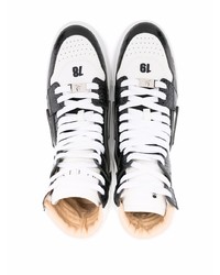 weiße und schwarze hohe Sneakers aus Leder von Philipp Plein