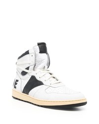 weiße und schwarze hohe Sneakers aus Leder von Rhude