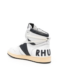 weiße und schwarze hohe Sneakers aus Leder von Rhude