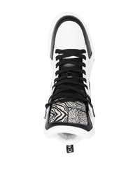 weiße und schwarze hohe Sneakers aus Leder von Roberto Cavalli