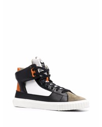 weiße und schwarze hohe Sneakers aus Leder von Just Cavalli