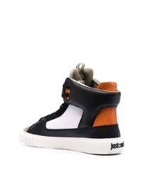 weiße und schwarze hohe Sneakers aus Leder von Just Cavalli