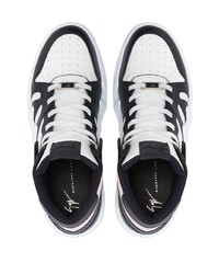 weiße und schwarze hohe Sneakers aus Leder von Giuseppe Zanotti