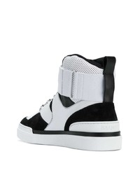 weiße und schwarze hohe Sneakers aus Leder von Balmain