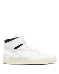 weiße und schwarze hohe Sneakers aus Leder von Common Projects