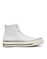 weiße und schwarze hohe Sneakers aus Leder von Converse
