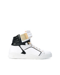 weiße und schwarze hohe Sneakers aus Leder von Giuliano Galiano