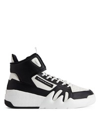 weiße und schwarze hohe Sneakers aus Leder von Giuseppe Zanotti