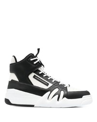 weiße und schwarze hohe Sneakers aus Leder von Giuseppe Zanotti