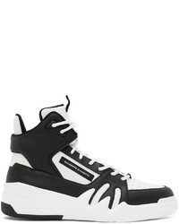 weiße und schwarze hohe Sneakers aus Leder von Giuseppe Zanotti