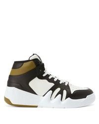 weiße und schwarze hohe Sneakers aus Leder von Giuseppe Zanotti