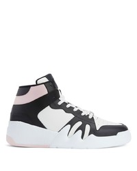 weiße und schwarze hohe Sneakers aus Leder von Giuseppe Zanotti