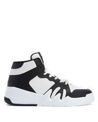 weiße und schwarze hohe Sneakers aus Leder von Giuseppe Zanotti