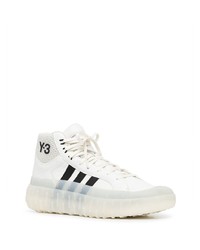 weiße und schwarze hohe Sneakers aus Leder von Y-3