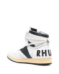 weiße und schwarze hohe Sneakers aus Leder von Rhude