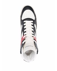 weiße und schwarze hohe Sneakers aus Leder von Emporio Armani