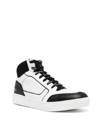 weiße und schwarze hohe Sneakers aus Leder von Armani Exchange