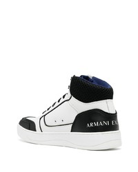 weiße und schwarze hohe Sneakers aus Leder von Armani Exchange