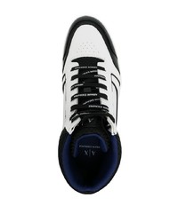 weiße und schwarze hohe Sneakers aus Leder von Armani Exchange