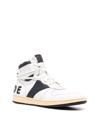 weiße und schwarze hohe Sneakers aus Leder von Rhude