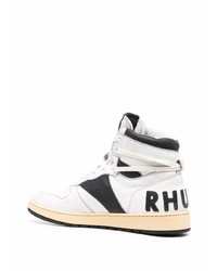 weiße und schwarze hohe Sneakers aus Leder von Rhude