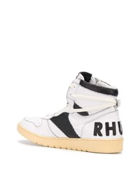 weiße und schwarze hohe Sneakers aus Leder von Rhude