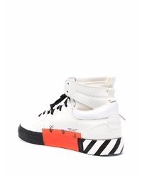 weiße und schwarze hohe Sneakers aus Leder von Off-White