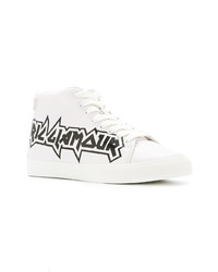 weiße und schwarze hohe Sneakers aus Leder von Hysteric Glamour