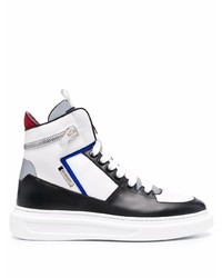 weiße und schwarze hohe Sneakers aus Leder von Les Hommes
