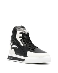 weiße und schwarze hohe Sneakers aus Leder von Roberto Cavalli