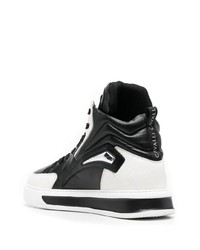 weiße und schwarze hohe Sneakers aus Leder von Roberto Cavalli