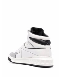 weiße und schwarze hohe Sneakers aus Leder von Valentino Garavani