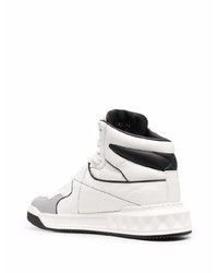 weiße und schwarze hohe Sneakers aus Leder von Valentino Garavani