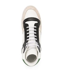 weiße und schwarze hohe Sneakers aus Leder von Saint Laurent