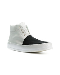 weiße und schwarze hohe Sneakers aus Leder von Premiata