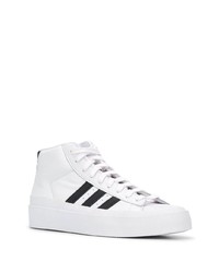 weiße und schwarze hohe Sneakers aus Leder von adidas by 424