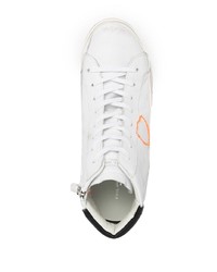 weiße und schwarze hohe Sneakers aus Leder von Philippe Model Paris