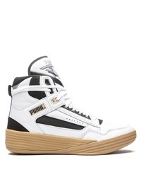 weiße und schwarze hohe Sneakers aus Leder von Puma