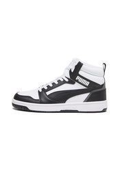 weiße und schwarze hohe Sneakers aus Leder von Puma