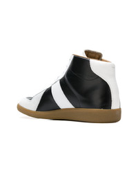 weiße und schwarze hohe Sneakers aus Leder von Maison Margiela