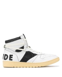 weiße und schwarze hohe Sneakers aus Leder von Rhude