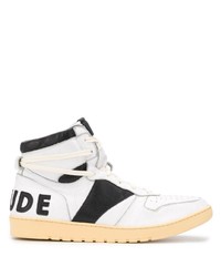 weiße und schwarze hohe Sneakers aus Leder von Rhude