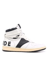 weiße und schwarze hohe Sneakers aus Leder von Rhude