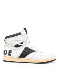 weiße und schwarze hohe Sneakers aus Leder von Rhude