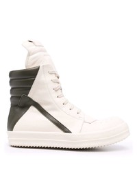 weiße und schwarze hohe Sneakers aus Leder von Rick Owens