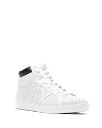 weiße und schwarze hohe Sneakers aus Leder von Armani Exchange