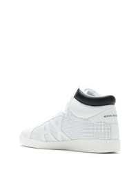 weiße und schwarze hohe Sneakers aus Leder von Armani Exchange