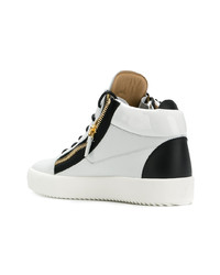 weiße und schwarze hohe Sneakers aus Leder von Giuseppe Zanotti Design