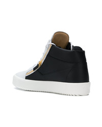 weiße und schwarze hohe Sneakers aus Leder von Giuseppe Zanotti Design